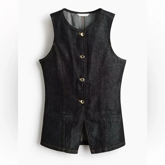 NWOT H&M Tailored Denim Vest - Picture 2 of 5